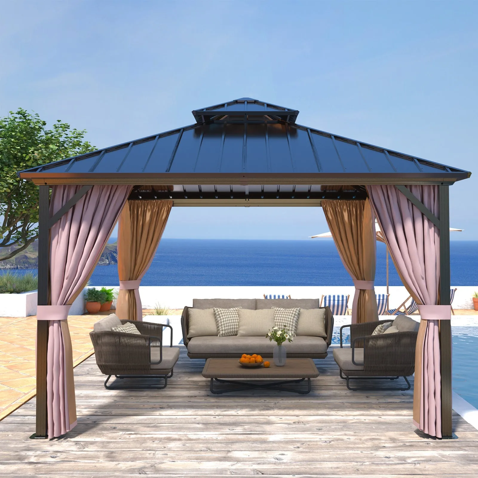 12x12 Hardtop Gazebo Aluminum Gazebo Double Roof