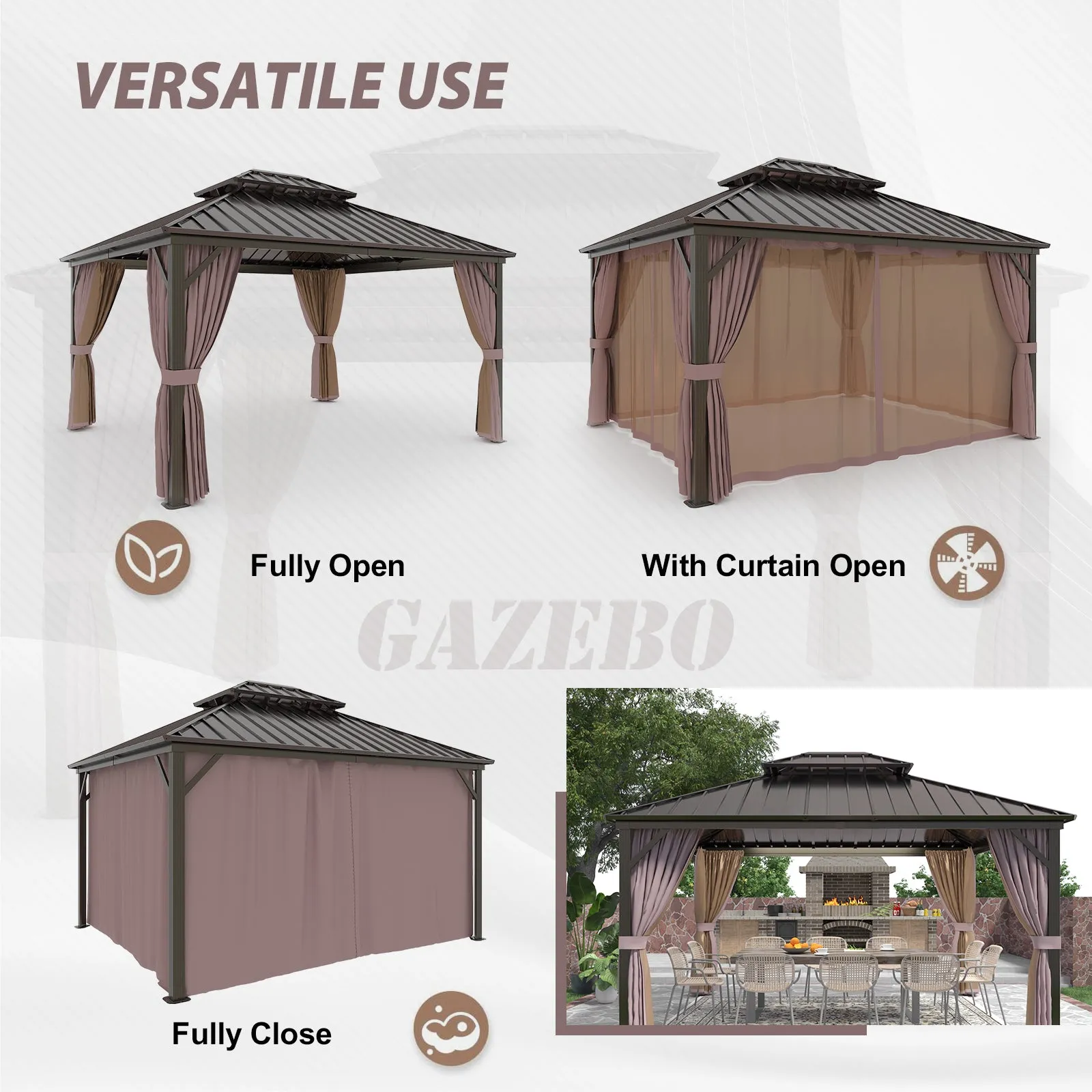 12x14 Hardtop Gazebo with Aluminum Frame