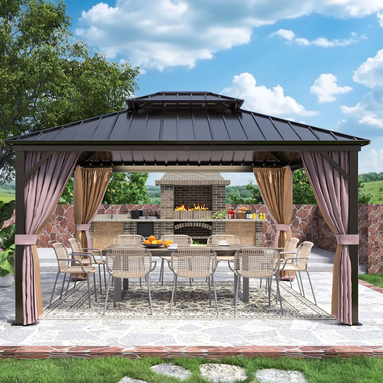 12x14 Hardtop Gazebo with Aluminum Frame