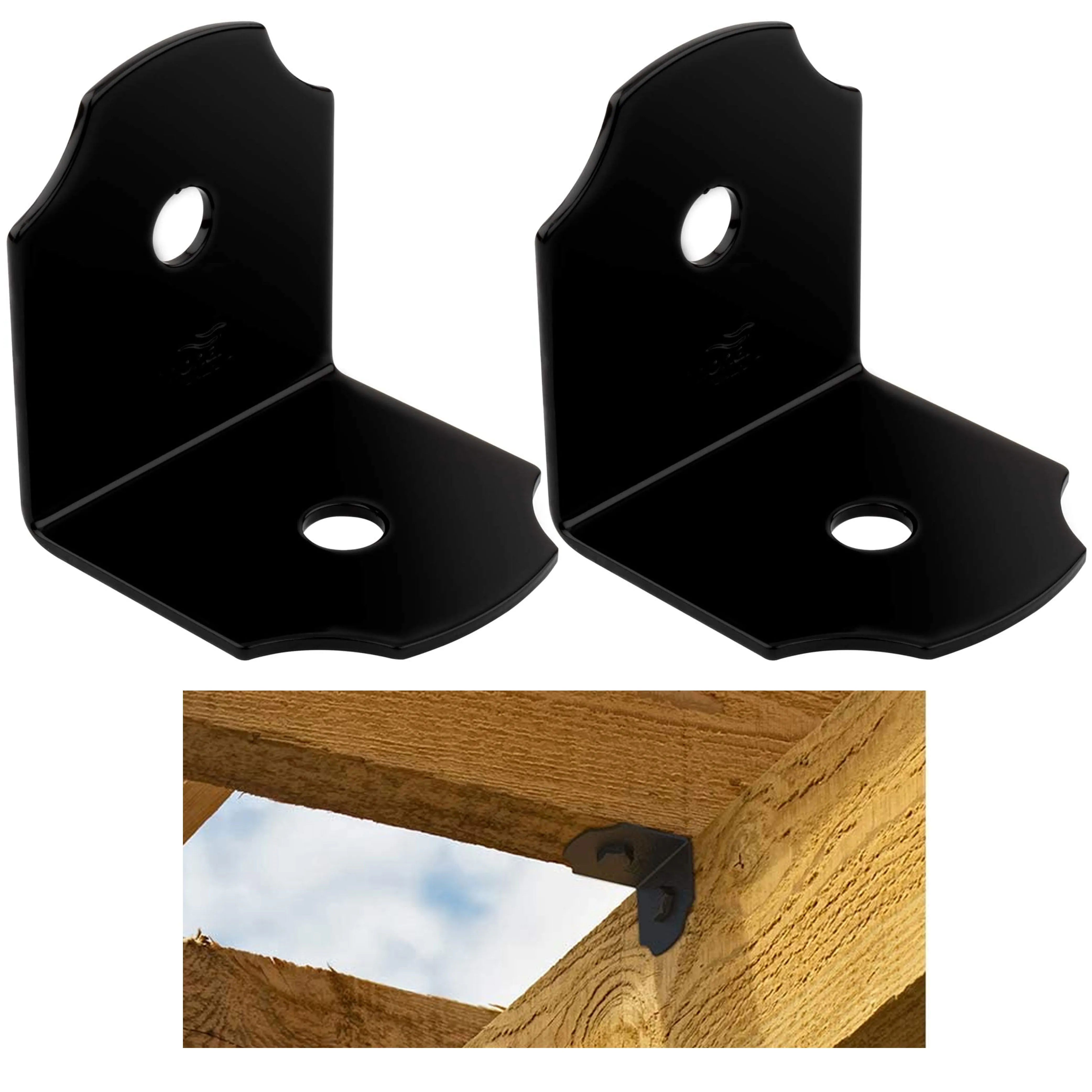 2 Pc Decor Angle Corner Braces Heavy Duty Plate Brackets Cabinet Table Box Black