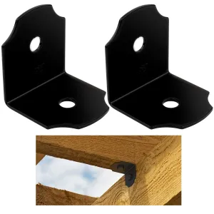2 Pc Decor Angle Corner Braces Heavy Duty Plate Brackets Cabinet Table Box Black