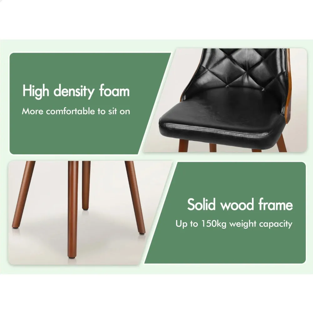 2X Padded Tufted Dining Chairs In Glossy Pu Leather