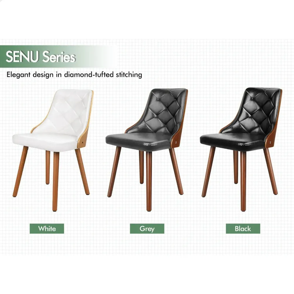 2X Padded Tufted Dining Chairs In Glossy Pu Leather