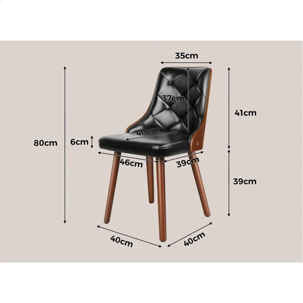 2X Padded Tufted Dining Chairs In Glossy Pu Leather