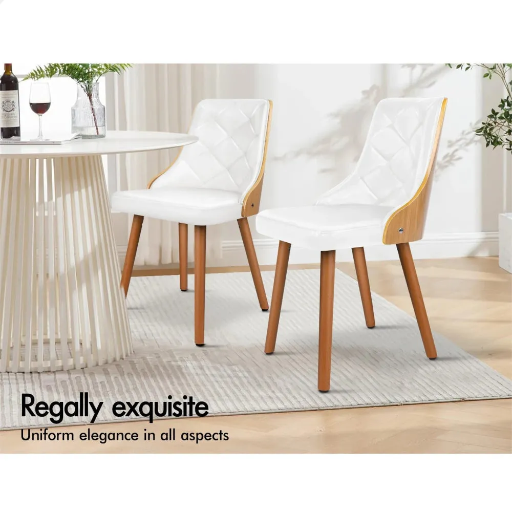 2X Padded Tufted Dining Chairs In Glossy Pu Leather