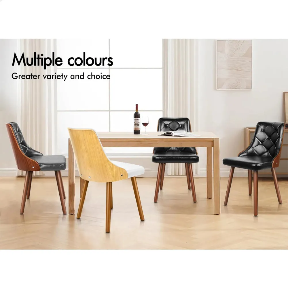 2X Padded Tufted Dining Chairs In Glossy Pu Leather