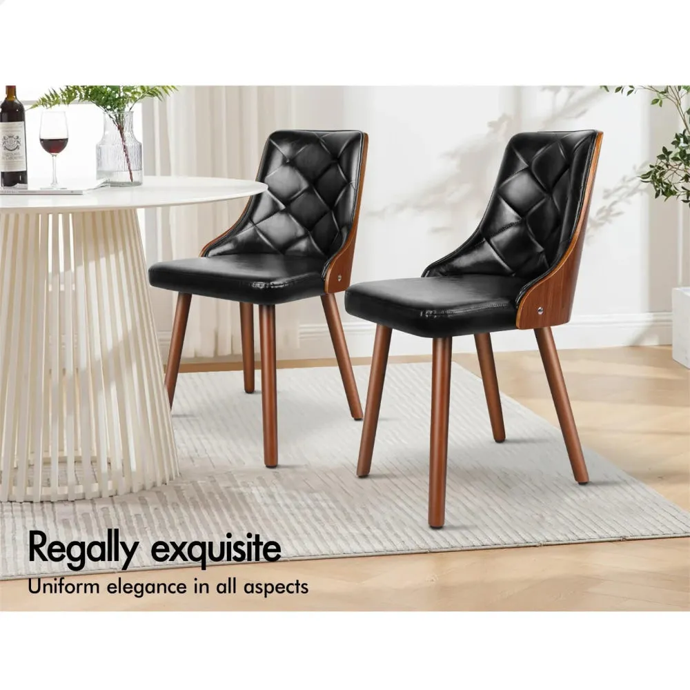 2X Padded Tufted Dining Chairs In Glossy Pu Leather