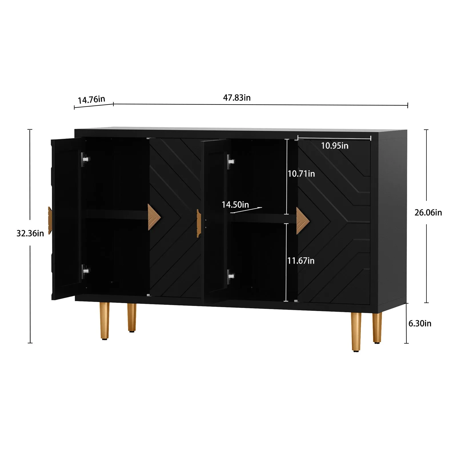 HLR Black Modern Accent Cabinet Decorative Embossed Pattern Doors Sideboard Buffet Credenza with Storage  Stylish Storage for Living Room, Kitchen, Dining & Hallway