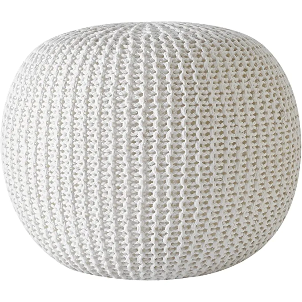 Knitted  Round Pouffe Ottoman
