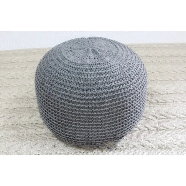 Knitted  Round Pouffe Ottoman