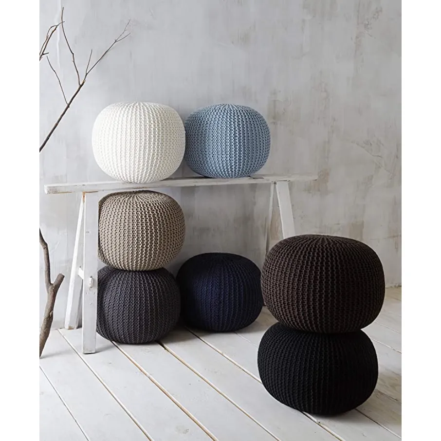 Knitted  Round Pouffe Ottoman