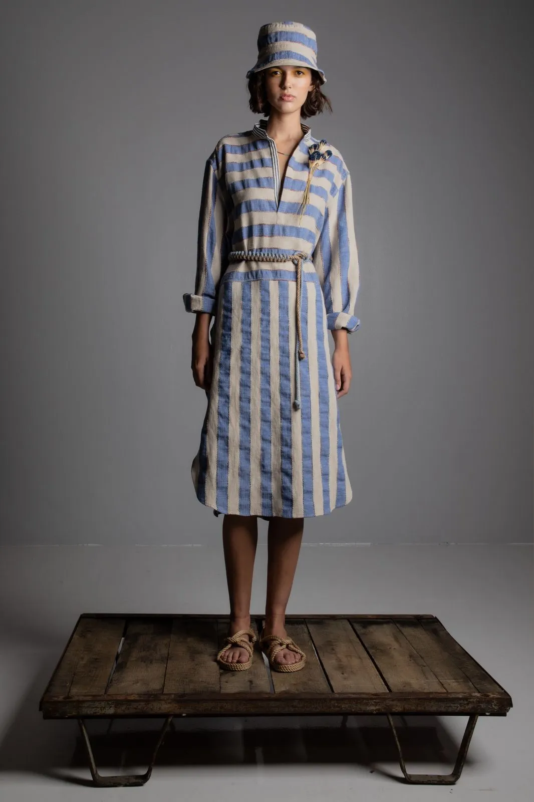 midi caftan adirondack stripe/blue