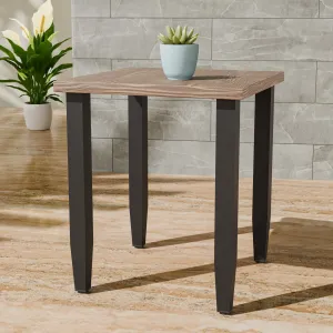 Modern Outdoor Side Table, Wood Grain Top