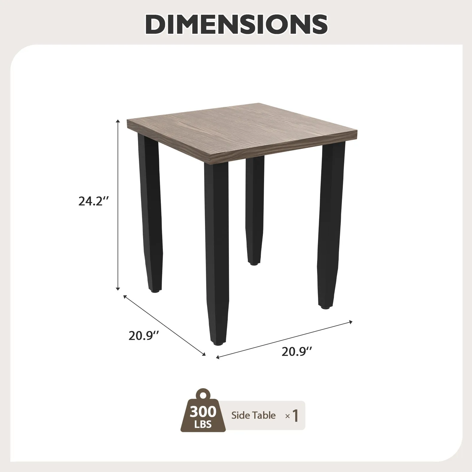 Modern Outdoor Side Table, Wood Grain Top