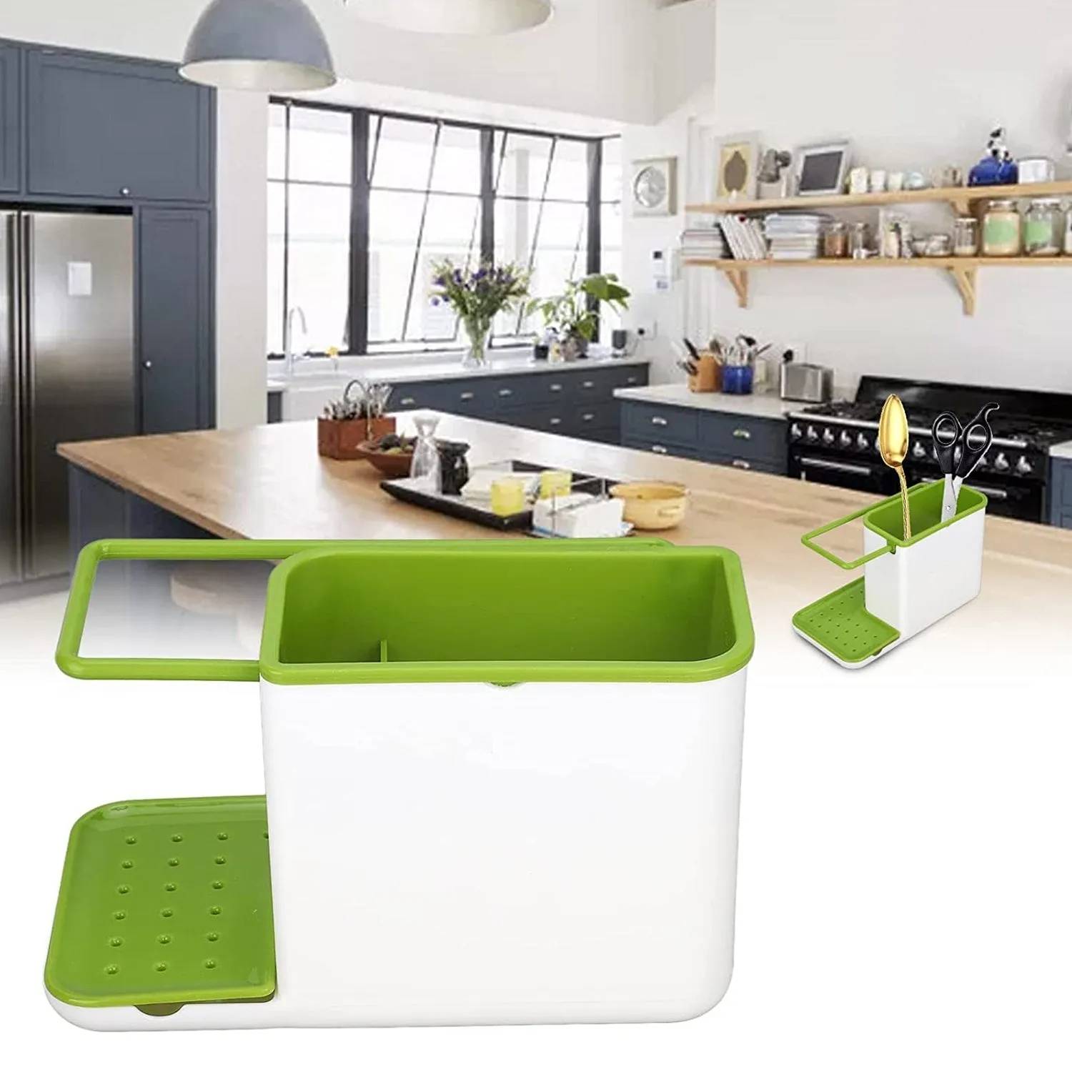 Plastic 3-in-1 Stand for Kitchen Sink Organizer Dispenser for Dishwasher Liquid