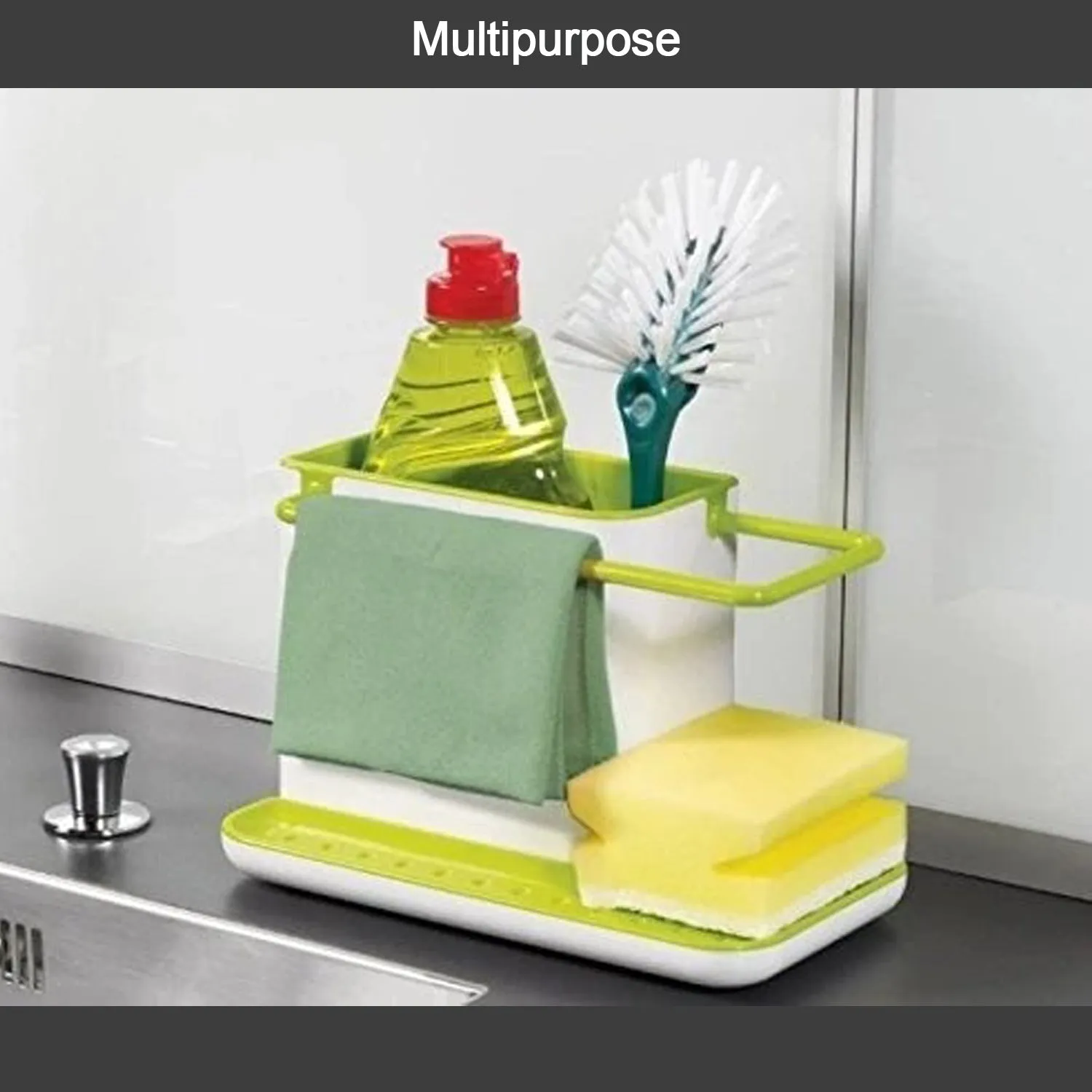 Plastic 3-in-1 Stand for Kitchen Sink Organizer Dispenser for Dishwasher Liquid