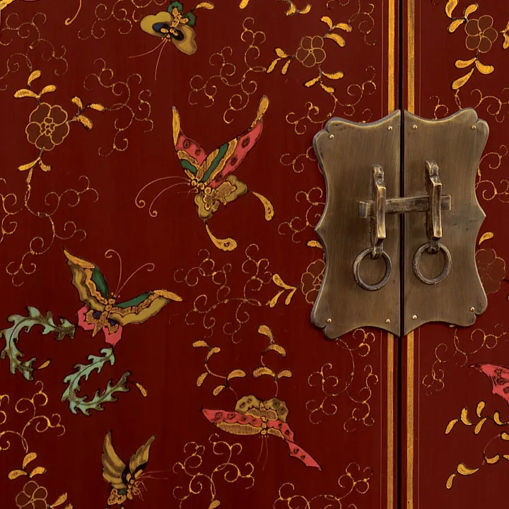 Shanxi Butterfly Cabinet, Red Lacquer