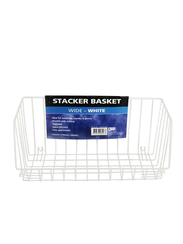 Storage - Basket Stackable Half Wide (White)